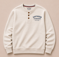 White Henley Crewneck Sweatshirt