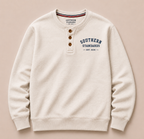 White Henley Crewneck Sweatshirt
