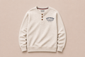 White Henley Crewneck Sweatshirt