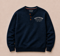 Navy Henley Crewneck Sweatshirt