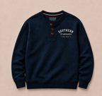 Navy Henley Crewneck Sweatshirt