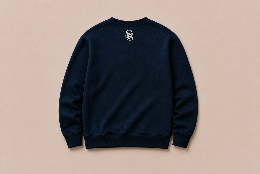 Navy Henley Crewneck Sweatshirt