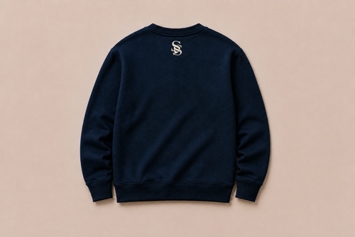 Navy Henley Crewneck Sweatshirt
