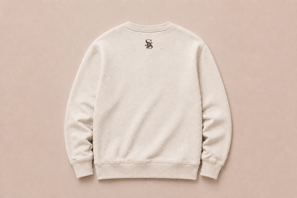 White Henley Crewneck Sweatshirt
