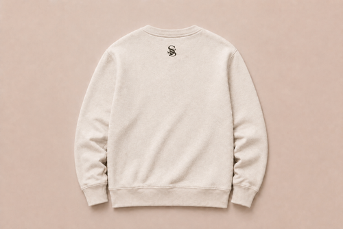 White Henley Crewneck Sweatshirt
