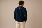 Navy Henley Crewneck Sweatshirt